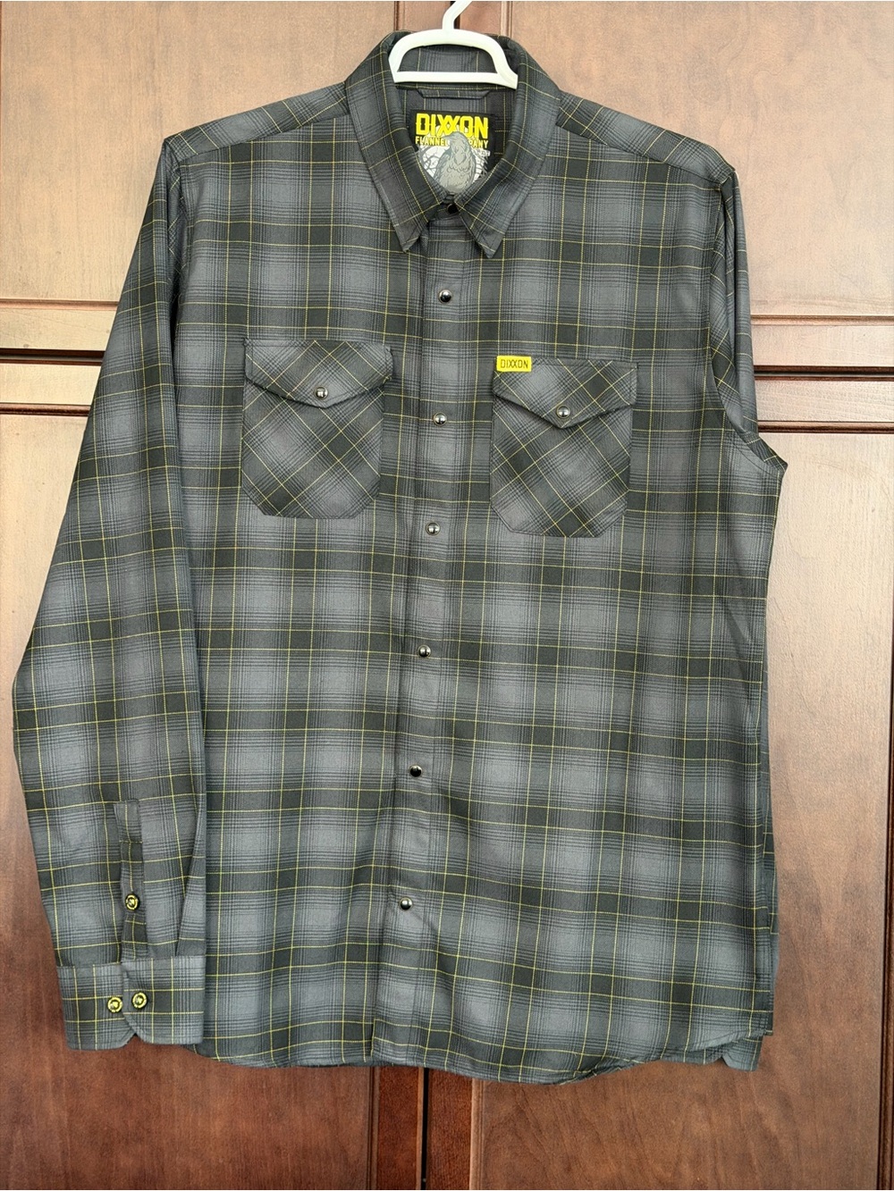 DIXXON Gray Plaid Snap-Front Shirt with Yellow Accents